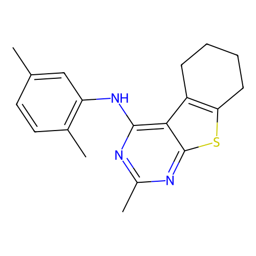 N-(2,5-dimethylphenyl)-2-methyl-5,6,7,8-tetrahydro[1]benzothieno[2,3-d]pyrimidin-4-amine structure