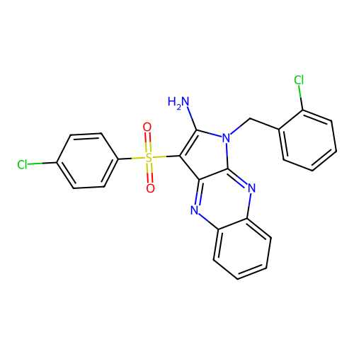 1-(2-chlorobenzyl)-3-((4-chlorophenyl)sulfonyl)-1H-pyrrolo[2,3-b]quinoxalin-2-amine structure