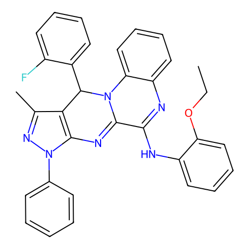 N-(2-ethoxyphenyl)-11-(2-fluorophenyl)-10-methyl-8-phenyl-8,11-dihydropyrazolo[3',4':4,5]pyrimido[1,2-a]quinoxalin-6-amine structure