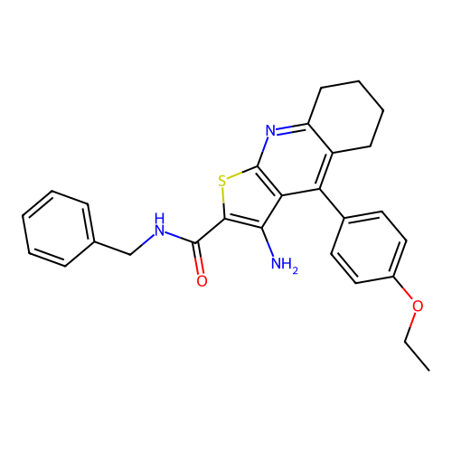 3-amino-N-benzyl-4-(4-ethoxyphenyl)-5,6,7,8-tetrahydrothieno[2,3-b]quinoline-2-carboxamide structure