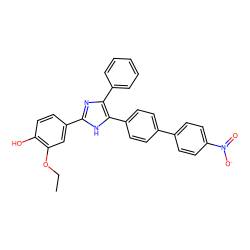 2-ethoxy-4-[4-(4'-nitrobiphenyl-4-yl)-5-phenyl-1H-imidazol-2-yl]phenol structure
