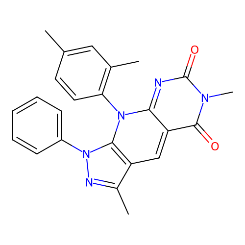 9-(2,4-dimethylphenyl)-3,6-dimethyl-1-phenyl-1H-pyrazolo[4',3':5,6]pyrido[2,3-d]pyrimidine-5,7(6H,9H)-dione structure