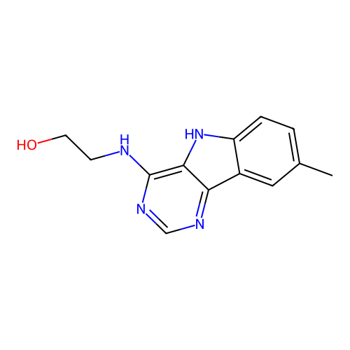2-[(8-methyl-5H-pyrimido[5,4-b]indol-4-yl)amino]ethanol structure