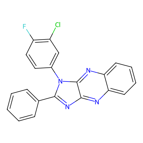 1-(3-chloro-4-fluorophenyl)-2-phenyl-1H-imidazo[4,5-b]quinoxaline structure