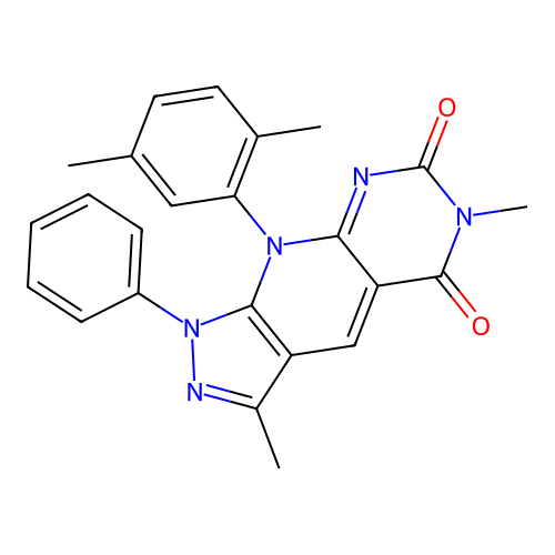 9-(2,5-dimethylphenyl)-3,6-dimethyl-1-phenyl-1H-pyrazolo[4',3':5,6]pyrido[2,3-d]pyrimidine-5,7(6H,9H)-dione structure