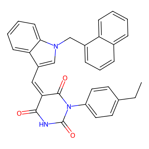 (5Z)-1-(4-ethylphenyl)-5-[[1-(naphthalen-1-ylmethyl)indol-3-yl]methylidene]-1,3-diazinane-2,4,6-trione structure