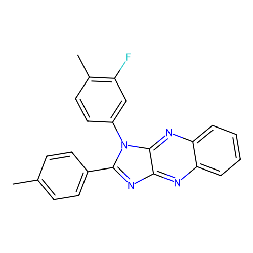 1-(3-fluoro-4-methylphenyl)-2-(4-methylphenyl)-1H-imidazo[4,5-b]quinoxaline structure
