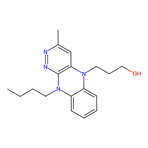 3-(10-butyl-3-methylpyridazino[3,4-b]quinoxalin-5(10H)-yl)propan-1-ol structure