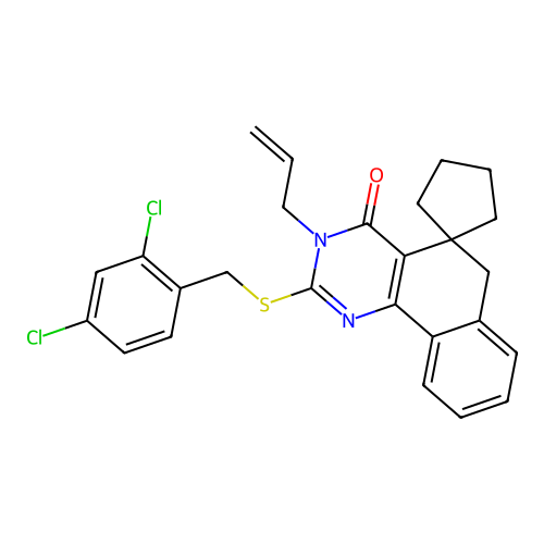 2-[(2,4-dichlorobenzyl)sulfanyl]-3-(prop-2-en-1-yl)-3H-spiro[benzo[h]quinazoline-5,1'-cyclopentan]-4(6H)-one structure