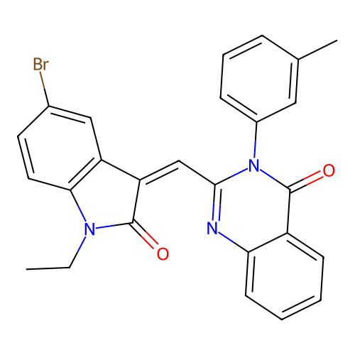 (Z)-2-((5-bromo-1-ethyl-2-oxoindolin-3-ylidene)methyl)-3-(m-tolyl)quinazolin-4(3H)-one structure