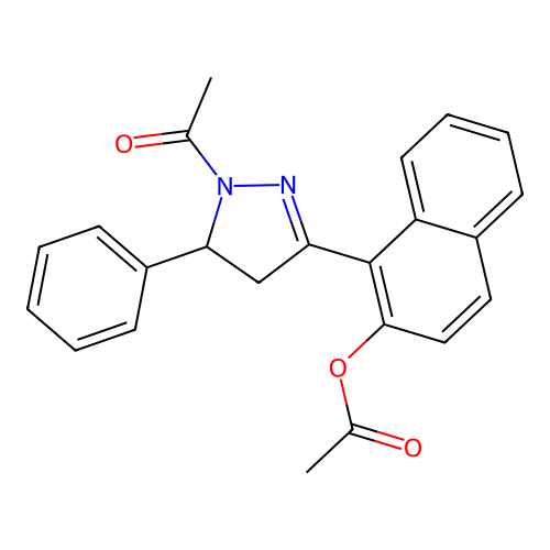 1-(1-acetyl-5-phenyl-4,5-dihydro-1H-pyrazol-3-yl)naphthalen-2-yl acetate structure