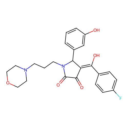 (4E)-4-[(4-fluorophenyl)-hydroxymethylidene]-5-(3-hydroxyphenyl)-1-(3-morpholin-4-ylpropyl)pyrrolidine-2,3-dione structure