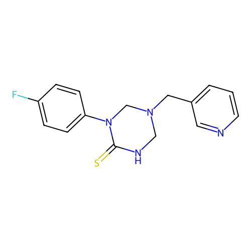 1-(4-Fluorophenyl)-5-(pyridin-3-ylmethyl)-1,3,5-triazinane-2-thione structure