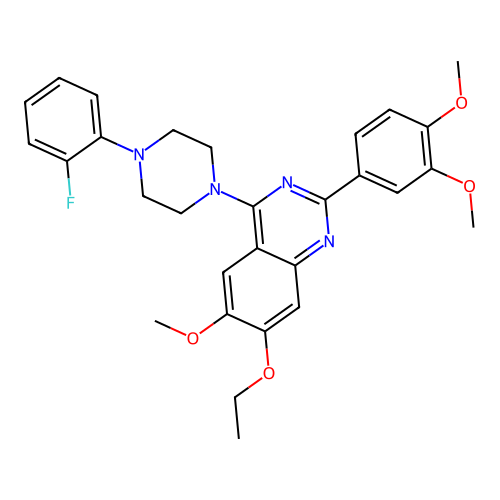 2-(3,4-dimethoxyphenyl)-7-ethoxy-4-[4-(2-fluorophenyl)piperazin-1-yl]-6-methoxyquinazoline structure