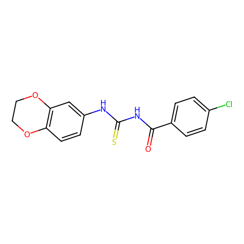 4-chloro-N-(2,3-dihydro-1,4-benzodioxin-6-ylcarbamothioyl)benzamide structure
