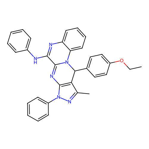 11-(4-ethoxyphenyl)-10-methyl-N,8-diphenyl-8,11-dihydropyrazolo[3',4':4,5]pyrimido[1,2-a]quinoxalin-6-amine structure