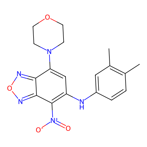 N-(3,4-dimethylphenyl)-7-(morpholin-4-yl)-4-nitro-2,1,3-benzoxadiazol-5-amine structure