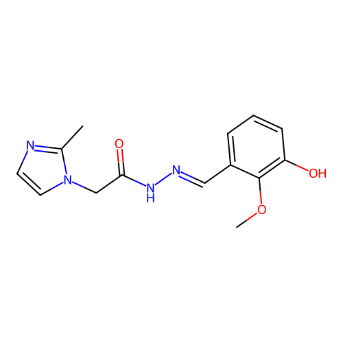 N'-(3-hydroxy-2-methoxybenzylidene)-2-(2-methyl-1H-imidazol-1-yl)acetohydrazide structure