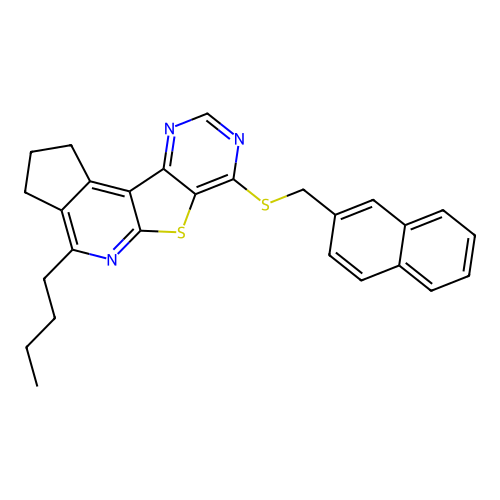 4-butyl-7-((naphthalen-2-ylmethyl)thio)-2,3-dihydro-1H-cyclopenta[4',5']pyrido[3',2':4,5]thieno[3,2-d]pyrimidine structure