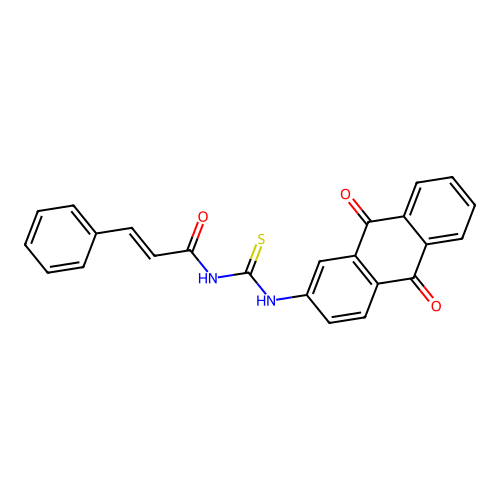 (E)-N-[(9,10-dioxoanthracen-2-yl)carbamothioyl]-3-phenylprop-2-enamide structure