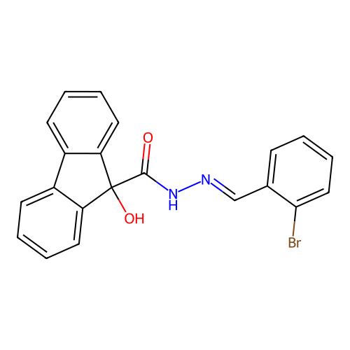 N'-[(E)-(2-bromophenyl)methylidene]-9-hydroxy-9H-fluorene-9-carbohydrazide structure