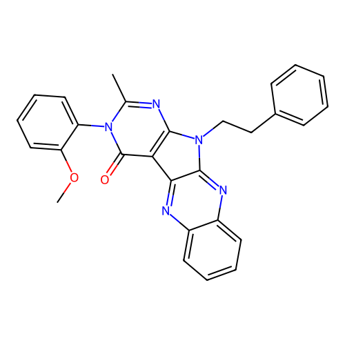 3-(2-methoxyphenyl)-2-methyl-11-(2-phenylethyl)-3,11-dihydro-4H-pyrimido[5',4':4,5]pyrrolo[2,3-b]quinoxalin-4-one structure