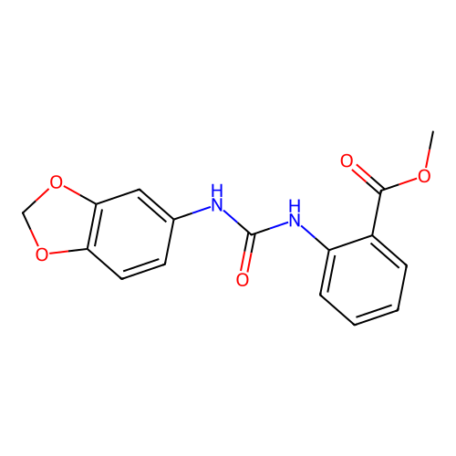 2-[[(1,3-Benzodioxol-5-ylamino)-oxomethyl]amino]benzoic acid methyl ester structure