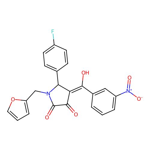 (4E)-5-(4-fluorophenyl)-1-(furan-2-ylmethyl)-4-[hydroxy(3-nitrophenyl)methylidene]pyrrolidine-2,3-dione structure