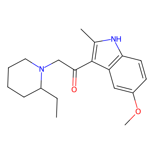 2-(2-ethylpiperidin-1-yl)-1-(5-methoxy-2-methyl-1H-indol-3-yl)ethanone structure