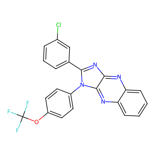 2-(3-chlorophenyl)-1-(4-(trifluoromethoxy)phenyl)-1H-imidazo[4,5-b]quinoxaline structure