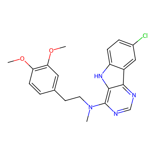 8-chloro-N-[2-(3,4-dimethoxyphenyl)ethyl]-N-methyl-5H-pyrimido[5,4-b]indol-4-amine structure