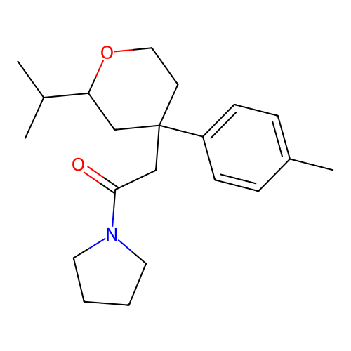 2-(2-Isopropyl-4-p-tolyl-tetrahydro-pyran-4-yl)-1-pyrrolidin-1-yl-ethanone structure