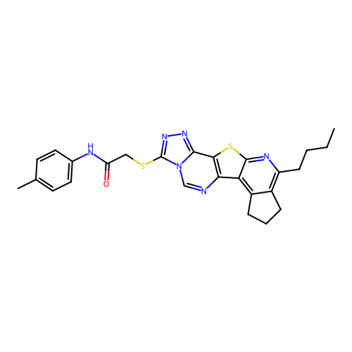 2-((10-butyl-8,9-dihydro-7H-cyclopenta[4',5']pyrido[3',2':4,5]thieno[2,3-e][1,2,4]triazolo[4,3-c]pyrimidin-3-yl)thio)-N-(p-tolyl)acetamide structure