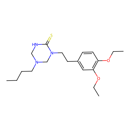 5-Butyl-1-[2-(3,4-diethoxyphenyl)ethyl]-1,3,5-triazinane-2-thione structure