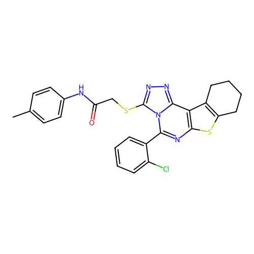 2-((5-(2-chlorophenyl)-8,9,10,11-tetrahydrobenzo[4,5]thieno[3,2-e][1,2,4]triazolo[4,3-c]pyrimidin-3-yl)thio)-N-(p-tolyl)acetamide structure