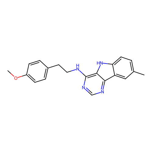 N-[2-(4-methoxyphenyl)ethyl]-8-methyl-5H-pyrimido[5,4-b]indol-4-amine structure