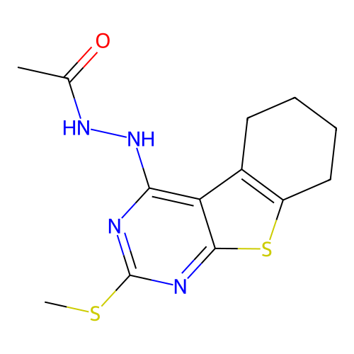N'-(2-(methylthio)-5,6,7,8-tetrahydrobenzo[4,5]thieno[2,3-d]pyrimidin-4-yl)acetohydrazide structure