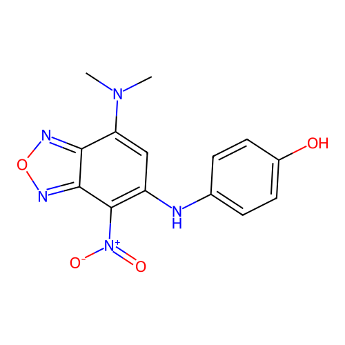 4-{[7-(Dimethylamino)-4-nitro-2,1,3-benzoxadiazol-5-yl]amino}phenol structure