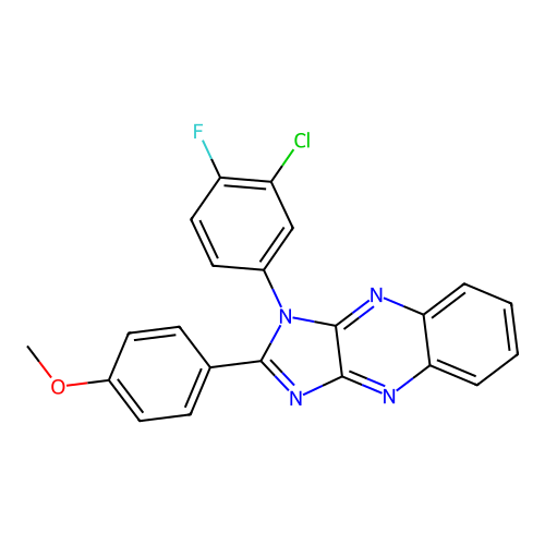 1-(3-chloro-4-fluorophenyl)-2-(4-methoxyphenyl)-1H-imidazo[4,5-b]quinoxaline structure