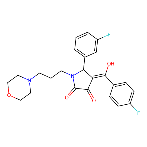 (4E)-5-(3-fluorophenyl)-4-[(4-fluorophenyl)(hydroxy)methylidene]-1-[3-(morpholin-4-yl)propyl]pyrrolidine-2,3-dione structure