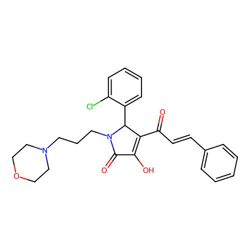 5-(2-chlorophenyl)-4-cinnamoyl-3-hydroxy-1-(3-morpholinopropyl)-1H-pyrrol-2(5H)-one structure