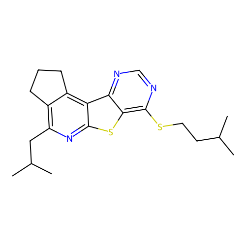 4-isobutyl-7-(isopentylthio)-2,3-dihydro-1H-cyclopenta[4',5']pyrido[3',2':4,5]thieno[3,2-d]pyrimidine structure