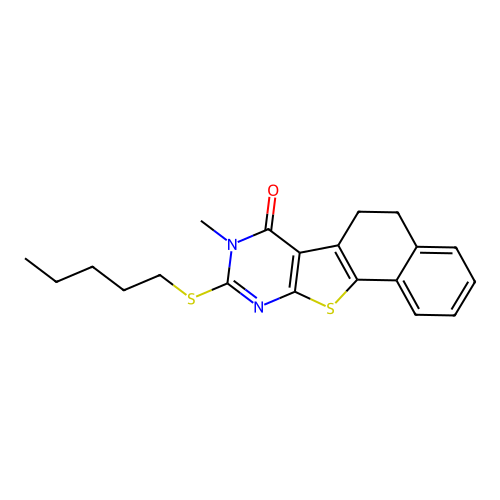 8-methyl-9-(pentylthio)-5,6-dihydronaphtho[2',1':4,5]thieno[2,3-d]pyrimidin-7(8H)-one structure