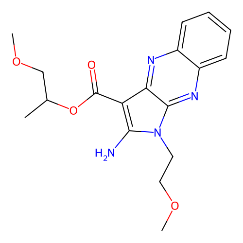 1-methoxypropan-2-yl 2-amino-1-(2-methoxyethyl)-1H-pyrrolo[2,3-b]quinoxaline-3-carboxylate structure