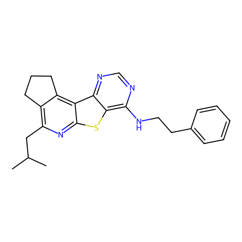 4-(2-methylpropyl)-N-(2-phenylethyl)-2,3-dihydro-1H-cyclopenta[4',5']pyrido[3',2':4,5]thieno[3,2-d]pyrimidin-7-amine structure