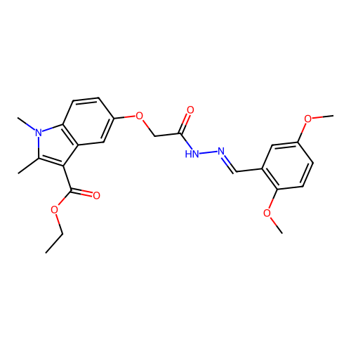 ethyl 5-(2-(2-(2,5-dimethoxybenzylidene)hydrazinyl)-2-oxoethoxy)-1,2-dimethyl-1H-indole-3-carboxylate structure