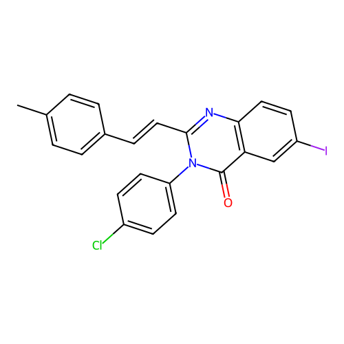 (E)-3-(4-chlorophenyl)-6-iodo-2-(4-methylstyryl)quinazolin-4(3H)-one structure