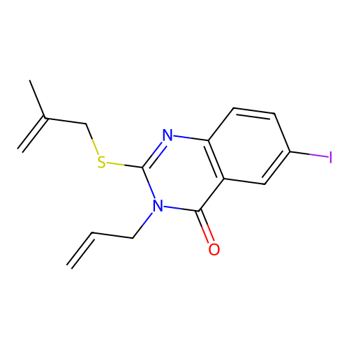 6-Iodo-2-(2-methylprop-2-enylsulfanyl)-3-prop-2-enylquinazolin-4-one structure