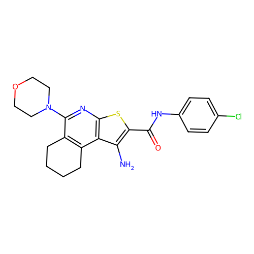 1-amino-N-(4-chlorophenyl)-5-(morpholin-4-yl)-6,7,8,9-tetrahydrothieno[2,3-c]isoquinoline-2-carboxamide structure