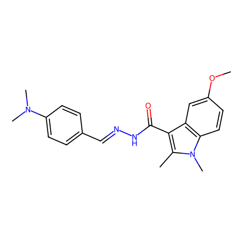 N'-(4-(dimethylamino)benzylidene)-5-methoxy-1,2-dimethyl-1H-indole-3-carbohydrazide structure